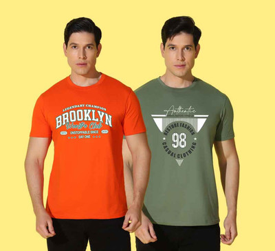 WOOSTRO Printed, Typography Men Round Neck Multicolor T-Shirt