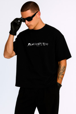 HUSKandCO Graphic Print Men Round Neck Black T-Shirt
