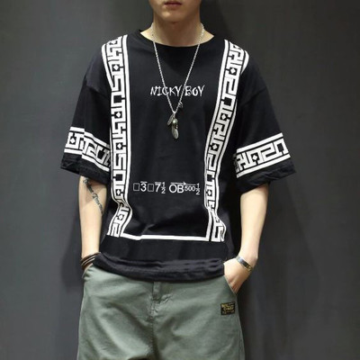 NB NICKY BOY Printed Men Round Neck Black T-Shirt