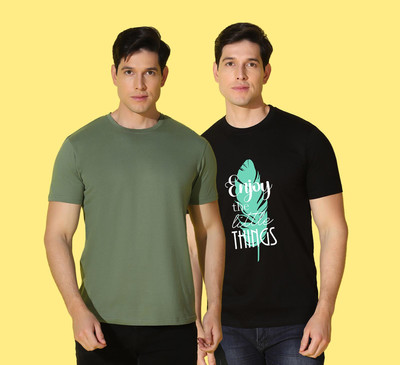 WOOSTRO Typography, Solid Men Round Neck Multicolor T-Shirt