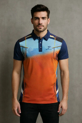 lookswala Printed Men Polo Neck Multicolor T-Shirt