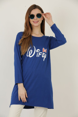 The Daspr Nation Printed Women Round Neck Blue T-Shirt