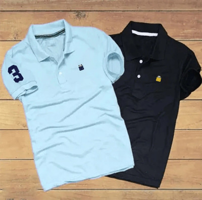 Bliss Bell Solid Men Polo Neck Multicolor T-Shirt