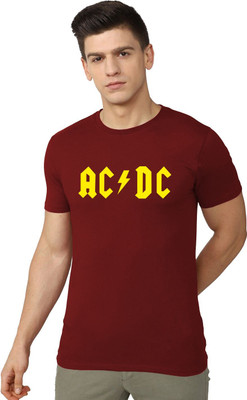 OrrganicChics Printed Men Round Neck Maroon T-Shirt