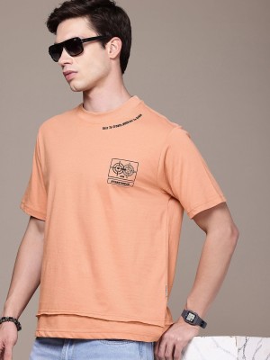 Roadster Solid Men Round Neck Orange T-Shirt