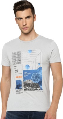 JACK & JONES Printed Men Round Neck Grey T-Shirt