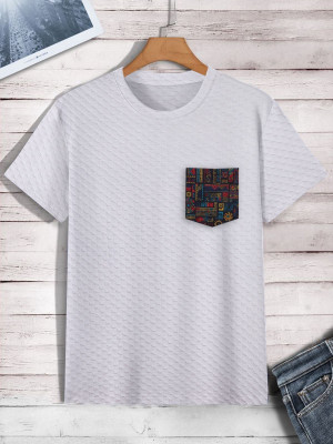 TANNU FAB Self Design Men Boat Neck White T-Shirt