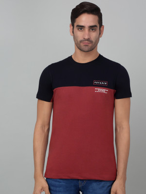 CANTABIL Colorblock Men Round Neck Maroon T-Shirt