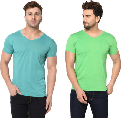 Tresna Fab Solid Men V Neck Multicolor T-Shirt