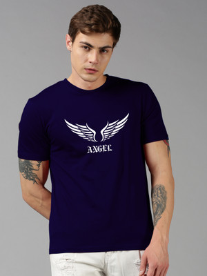 UrGear Printed Men Round Neck Navy Blue T-Shirt