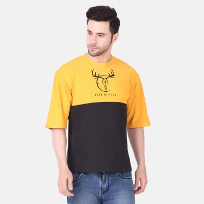 TEEMEX Colorblock Men Polo Neck Yellow T-Shirt