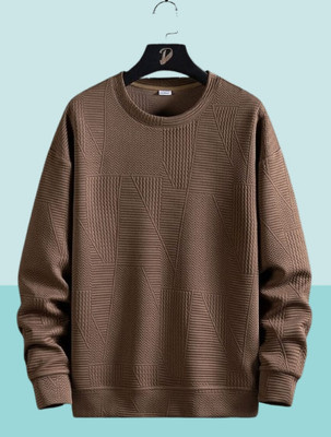 radhe creation Self Design Men Round Neck Brown T-Shirt