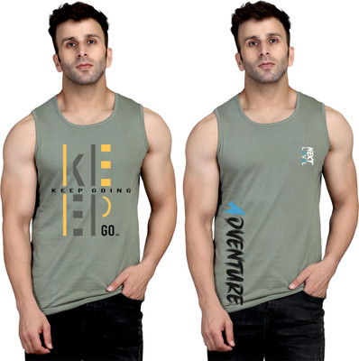 Cryptic Graphic Print Men Round Neck Light Green T-Shirt