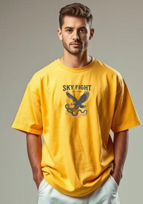 UrGear Graphic Print Men Round Neck Yellow T-Shirt