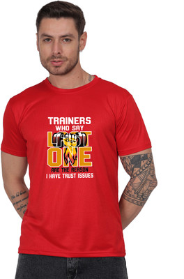 UPTRADE Typography Men Round Neck Red T-Shirt