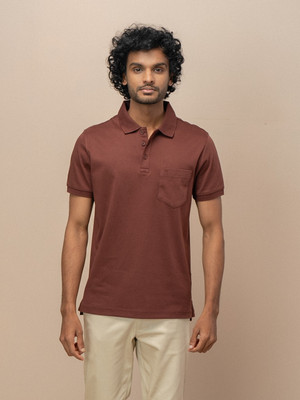 Unibro Solid Men Polo Neck Brown T-Shirt