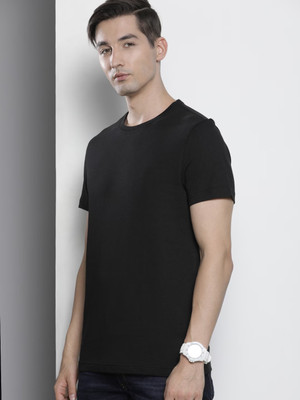 London Crew Solid Men Round Neck Black T-Shirt