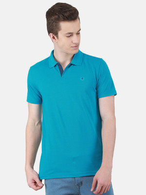 DUKE Solid Men Polo Neck Blue T-Shirt