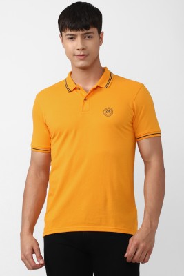 PETER ENGLAND Solid Men Polo Neck Yellow T-Shirt