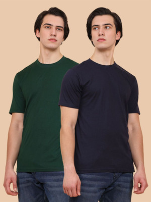 Moda Rapido Solid Men Round Neck Green T-Shirt