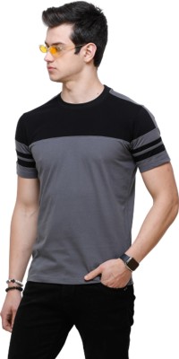 COUNTRY YARD Striped Men Round Neck Grey, Black T-Shirt