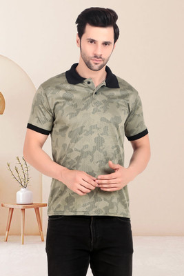 TQH Printed Men Round Neck Green T-Shirt