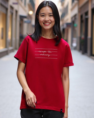 BEWAKOOF Typography Women Round Neck Red T-Shirt