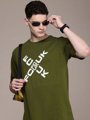 FCUK Printed Men Round Neck Green T-Shirt
