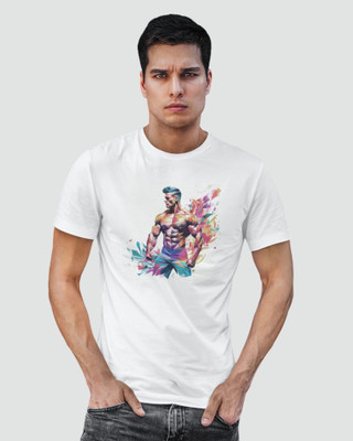 Marsella Graphic Print Men Round Neck White T-Shirt