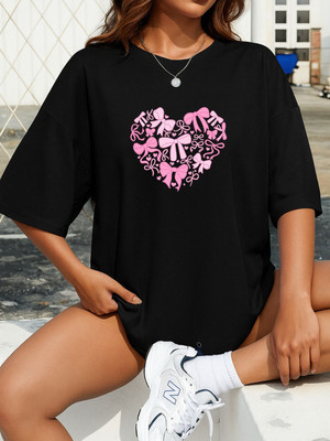 SZN Printed Women Round Neck Black T-Shirt