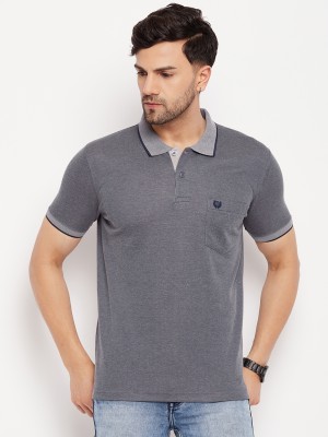 DUKE Solid Men Polo Neck Blue T-Shirt