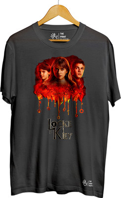 THE PRINT PLATTER Printed Men Round Neck Black T-Shirt