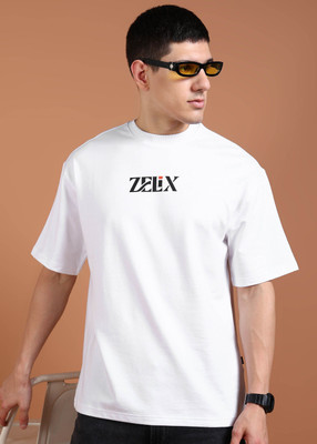 Zelixwear Graphic Print Couple Round Neck White T-Shirt