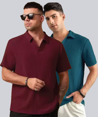 Christy World Solid Men Polo Neck Multicolor T-Shirt