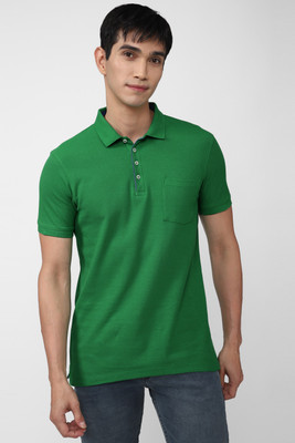 PETER ENGLAND Solid Men Polo Neck Beige T-Shirt