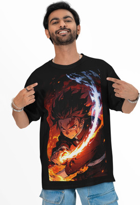 VASTRAAVIBE Graphic Print Men Round Neck Black T-Shirt