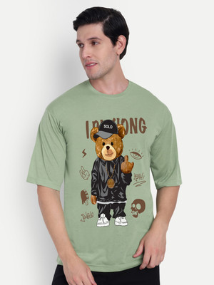 Benny Brooks Printed Men Round Neck Light Green T-Shirt