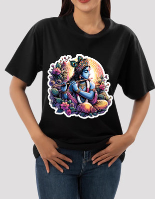 sova legacy Printed Women Round Neck Black T-Shirt