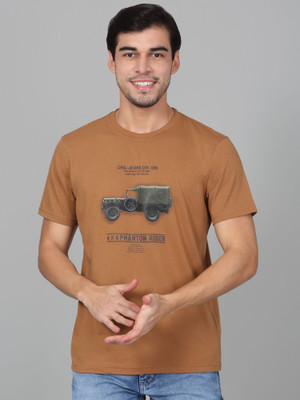 CANTABIL Printed Men Round Neck Brown T-Shirt