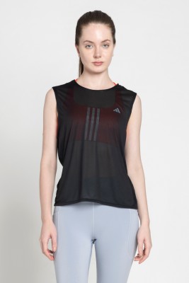 ADIDAS Printed Women Crew Neck Black T-Shirt