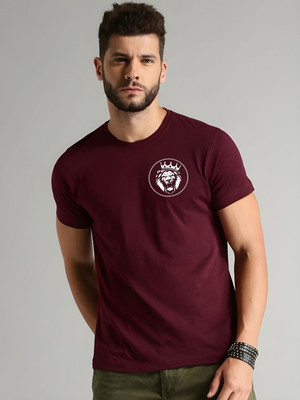 SZN Graphic Print Men Round Neck Maroon T-Shirt