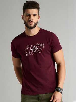 SZN Graphic Print Men Round Neck Maroon T-Shirt