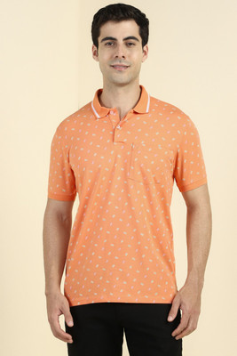 Allen Solly Printed Men Polo Neck Orange T-Shirt