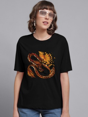 Balaji cotton house Printed Women Round Neck Black T-Shirt