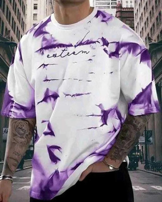 SEIZN Printed Men Round Neck Purple T-Shirt