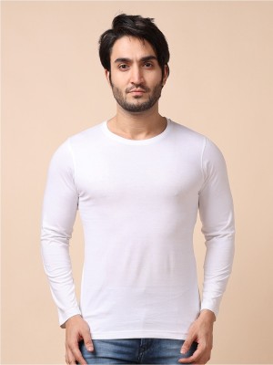 London Crew Solid Men Round Neck White T-Shirt