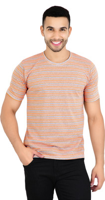 KEOTI Solid Men Round Neck Orange T-Shirt