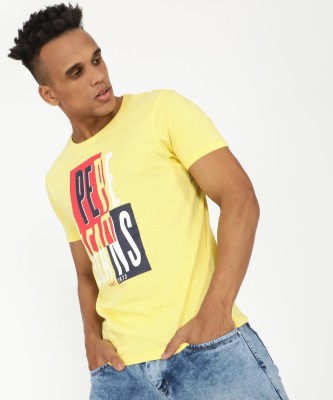 Pepe Jeans Printed Men Round Neck Yellow T-Shirt