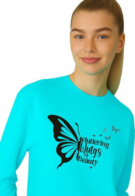 Fabrista Printed Women Round Neck Blue T-Shirt