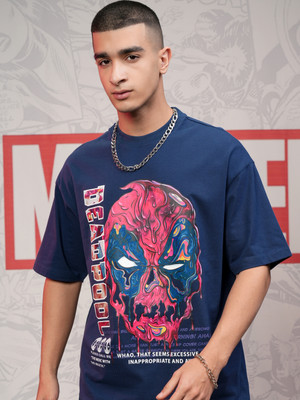 HIGHLANDER Printed Men Round Neck Blue T-Shirt